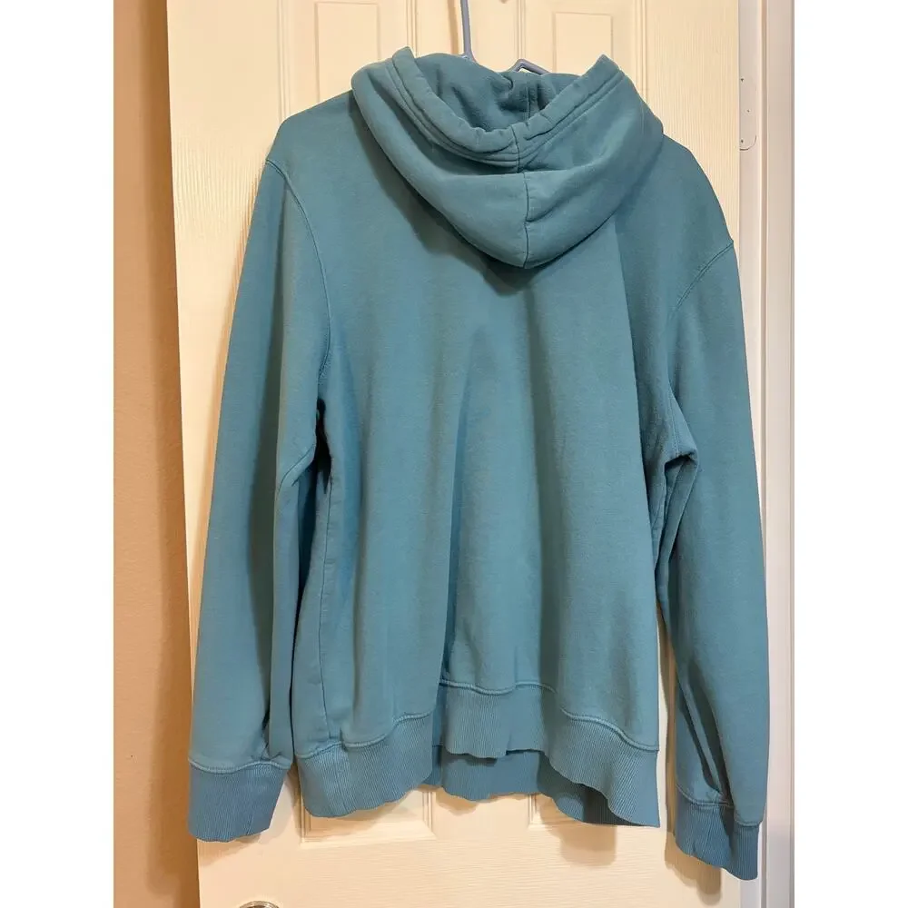 The North Face Hoodie Men Large Blue Teal Pullover  Graphic Sweatshirt Fleece